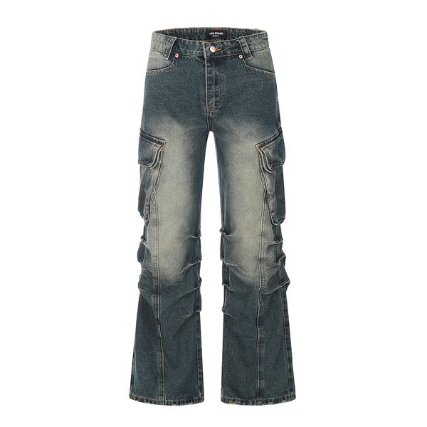 Gewaschene Baggy-Jeanshose, gerade, lässige Unisex-Denimhose