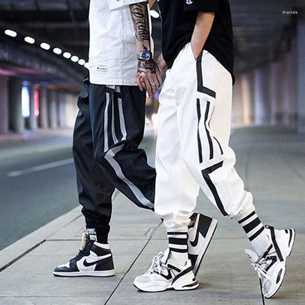 Calças masculinas skate tornozelo-comprimento calças harajuku joggers homens casual esporte sweatpants streetwear ampla techwear harem