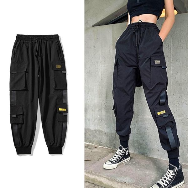 Pantaloni da donna Capris Streetwear Pantaloni neri Donna Stile coreano Pantaloni sportivi elastici in vita Pantaloni larghi Pantaloni estivi Hip Hop Harajuku Pantaloni da jogging Donna 230920