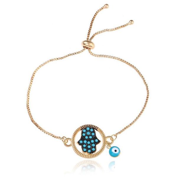 Charme Pulseiras Turquia Azul Evil Eye para Mulheres Homens Boa Sorte Elefante Hamsa Mão Carta de Amor Ajustável Correntes Moda Jóias Drop de Dhuk3