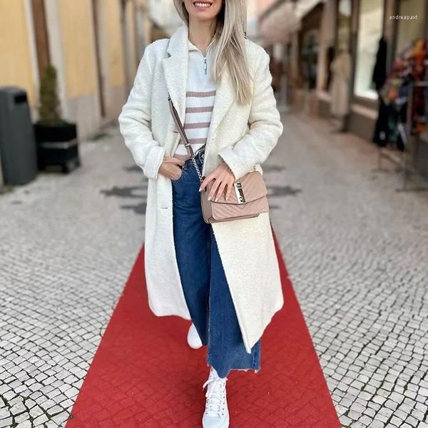 Trench da donna Capaci di trench da donna Casacos de Inverno Feminino Overcoat Fleece Coat Beige Giacche da outwear Wars Outwear Fashion Elegante Donna spessa Zatrafcoat