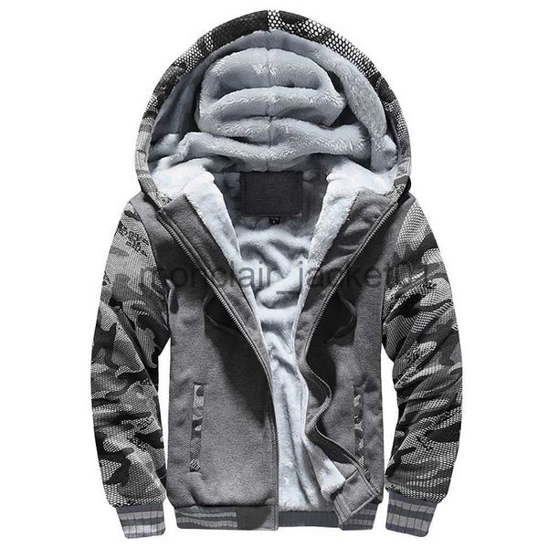 Jaquetas masculinas masculinas engrossar jaqueta forro de lã inverno quente casacos com capuz homens à prova de vento completo zip down jaquetas casuais outwear sportswear j230920