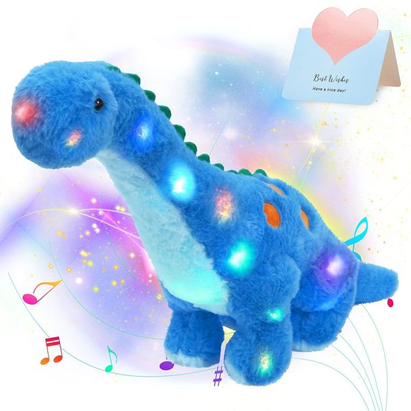 Bonecas de pelúcia 60cm dinossauro led luz musical brinquedo de pelúcia animais luminoso presente brilhante travesseiros bonitos brinquedos para meninas festival 230919