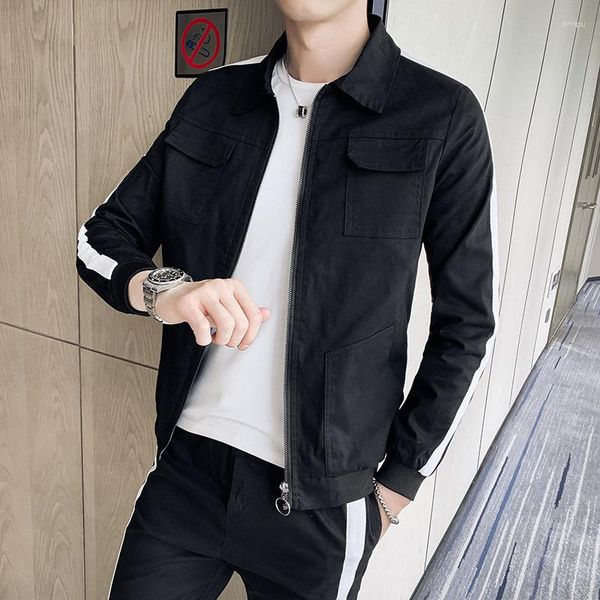 Jaquetas masculinas jaqueta fina masculina slim outono top preto esporte casaco breve parágrafo 2023 casais lazer negócios diário recomendar atacado