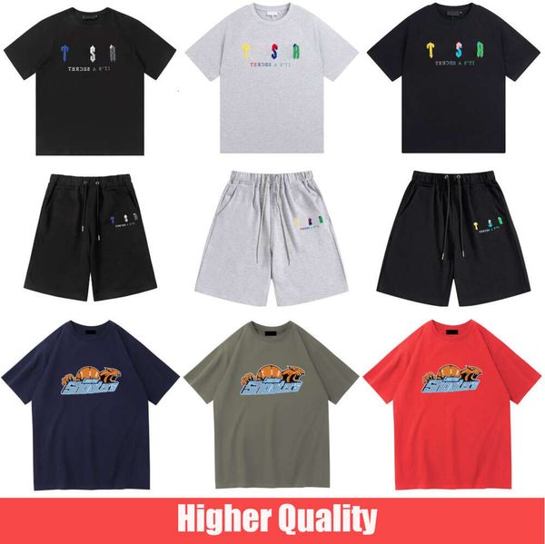 Дизайнерские мужские футболки для пар с принтом буквы «trapstar» черно-белые серые цвета радуги летние виды спорта модные хлопковые топы с коротким рукавом футболки с круглым вырезом