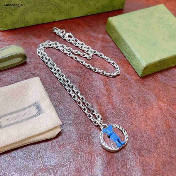 23er-Jahre-Halskette für Damen und Herren, blaue Puppe, Tier-Anhänger, Kette, Schmuck, Mode-Anhänger-Halskette, inklusive Box, bevorzugtes Geschenk