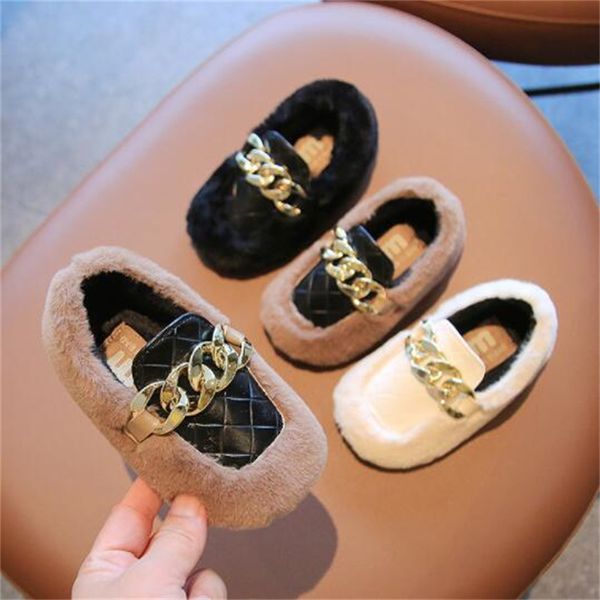 Детская обувь, повседневные кроссовки, детская обувь для бега, нескользящие теплые плюшевые лоферы для мальчиков и девочек, зимние ботинки для малышей