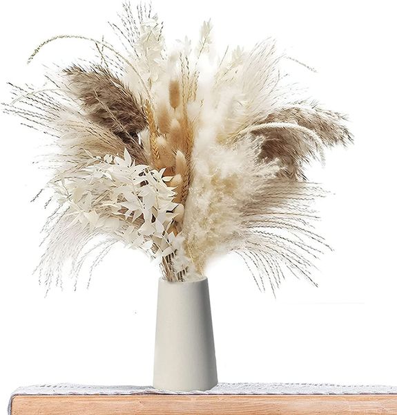 Decorazioni natalizie 50200 pezzi Crema Pampas Erba Fluffy Room Phragmites Decorazione Coda di coniglio naturale Bouquet di fiori secchi Boho Home Decor 230919