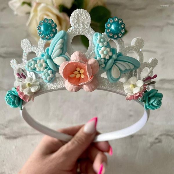 Saç Aksesuarları Süper Peri Güzel Çelenk Doğum Günü Headdress Girls Flower Band Crown Kelebek Saç Bandı