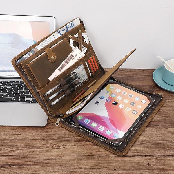 Aktentaschen Vintage Leder iPad Hülle Dokumententasche Tasche Business Cover Schutzdatei PC Original Clutch 11