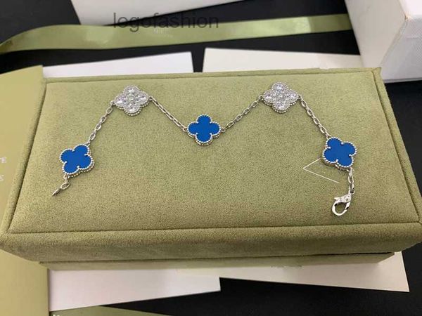Bracciali firmati braccialetto van clover quadrifoglio di design braccialetto con diamanti blu braccialetti per donna e ragazza placcati in oro 18 carati San Valentino festa della mamma fidanzamento