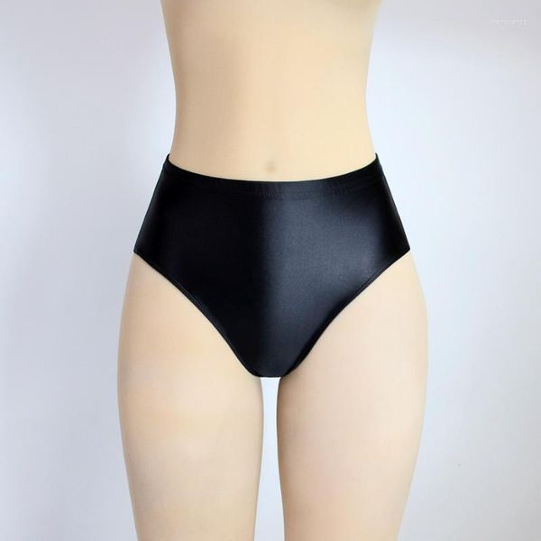 Indumenti da notte da uomo Slip lucidi Pantaloni con glutei Bikini solido setoso sexy Collant a vita media Mutande e forchetta alta Uomo oleoso