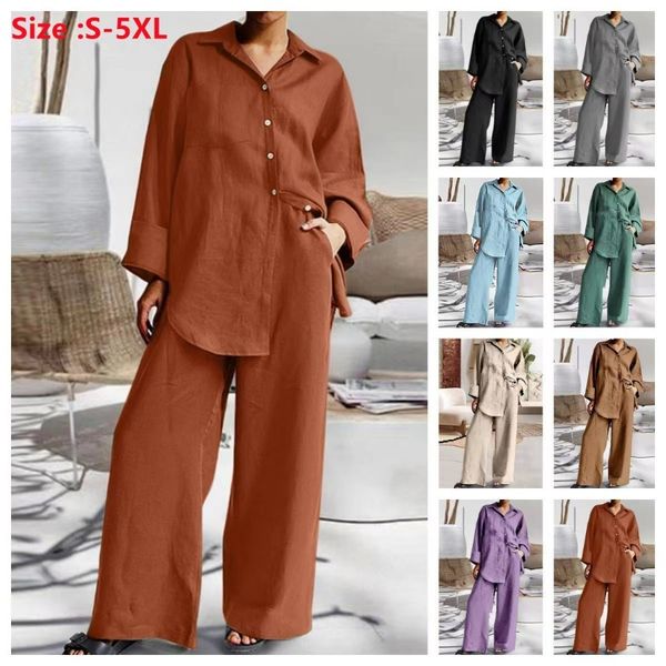 Pantaloni da donna a due pezzi Casual 2 pezzi Set di pantaloni Taglie forti Abiti premaman Camicetta Camicia Gamba larga Completo da due pezzi Abiti da vacanza 230920