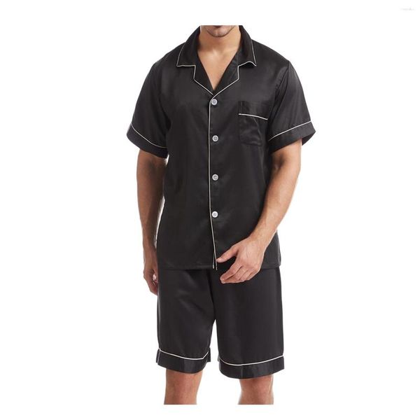 Pijamas femininos masculinos de manga curta pijamas de noite camisola vestido de noite roupas de noite simples casual casa wear conjunto cor sólida