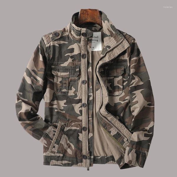 Jaquetas masculinas camuflagem militar homens primavera outono multi-bolsos denim casacos de carga ao ar livre comute sportswear masculino chaquetas hombre