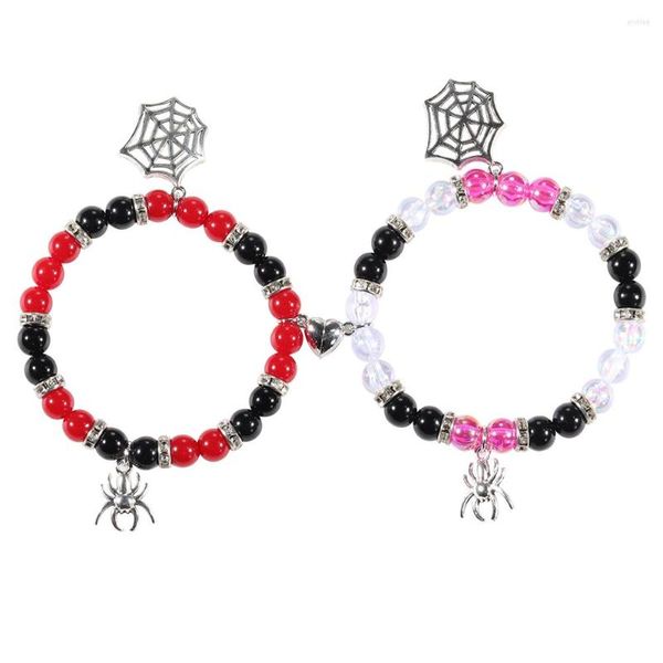 Strang 2 Teile/satz Halloween Magnetische Männer Schmuck Spinne Charme Freundschaft Paare Armbänder Für Kinder Frauen Mädchen