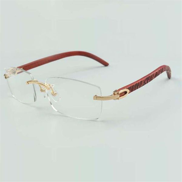 Montatura per occhiali semplici 3524012 con gambe in legno tigrato e lenti da 56 mm per unisex211C