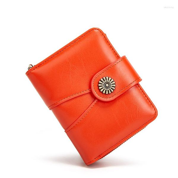 Brieftaschen Mini Kleine Brieftasche Frauen 2023 Vintage Kunstleder Für Geldbörse Blau Wein Rot Schwarz Orange Porte Monnaie Femme