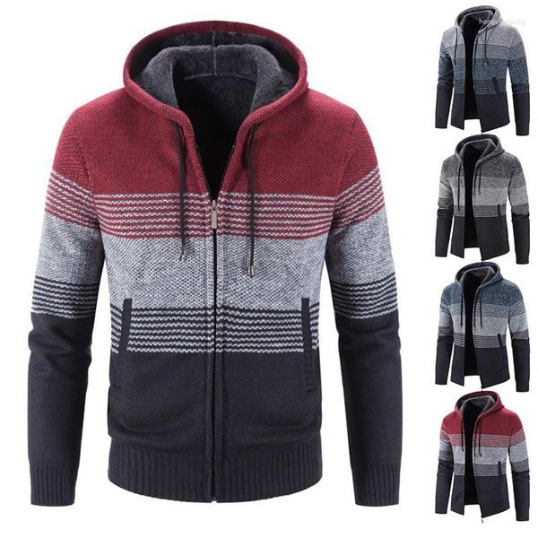 Camisolas masculinas homens para roupas cardigan zíper de malha combinando hombre outono inverno camisola jersey jaqueta de cor quente