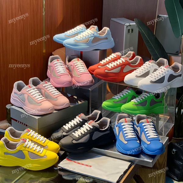 Americas Cup Tênis De Couro Homens Mulheres Alta Qualidade Tênis De Alta Qualidade Designer De Moda Casual Sapatos Esportivos Net Pano De Borracha Ao Ar Livre Sapatos