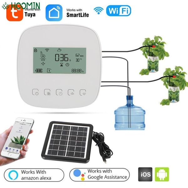 Attrezzature per irrigazione WiFi Tuya con pannello solare Timer per irrigazione digitale Controller per irrigazione a microgoccia Timer automatico intelligente per irrigazione 230920