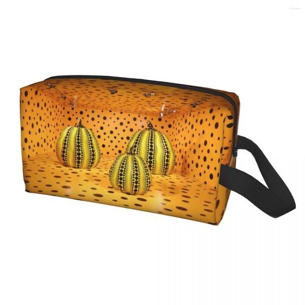 Borse per cosmetici Yayoi Kusama Borsa per arte astratta con zucca Borsa per donna Kawaii di grande capacità Custodia per trucco di bellezza Articoli da toeletta