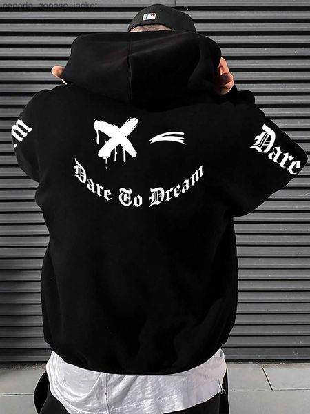 Erkek Hoodies Sweatshirts Cesaret Git Rüya Sanat Kelimeleri Basılı Erkek Hoodies Street Pleece Giyim Erkekler Hip Hop Sonbahar Kazak Sokak Giyim Yeni Streetwearl230920