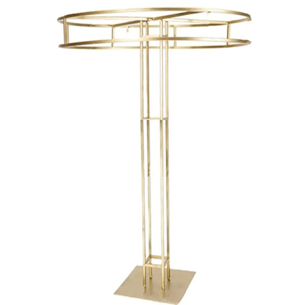 Dekorasyon uzun boylu altın metal tel çiçek halo düğün masası centerpieces standı