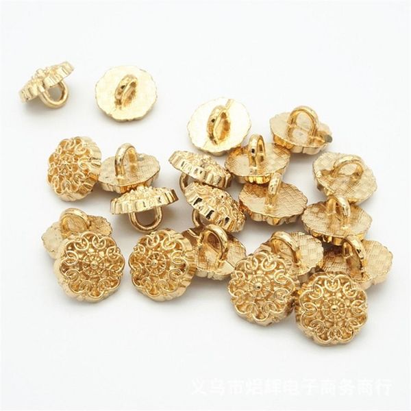 Knöpfe Schaft 10 mm goldene Farbe Blume für Pullover Mantel Hemd Jacke handgemachte Geschenkbox Scrapbook Handwerk DIY Nähzubehör262L