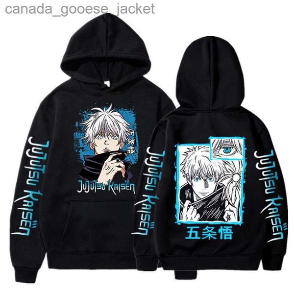 Moletom com capuz masculino 2023 Novo Anime Jujutsu Kaisen Satoru Gojo Hoodie Oversized Outono Inverno Fleece Moletom Homens Mulheres Manga Longa PulloverL230920