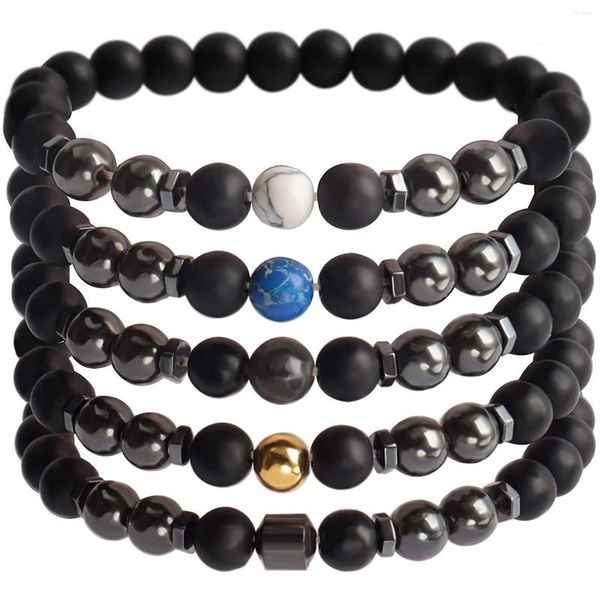 Strand matte onyx frisado estiramento pulseira tornozeleira feminina hematita pedra preciosa magnética anti terapia pulseira para cura chakra perda de peso