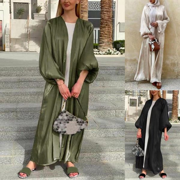 Casacos de trincheira femininos muçulmano macio e elegante sólido cardigan solto longo super confortável alta qualidade diariamente bonito rápido