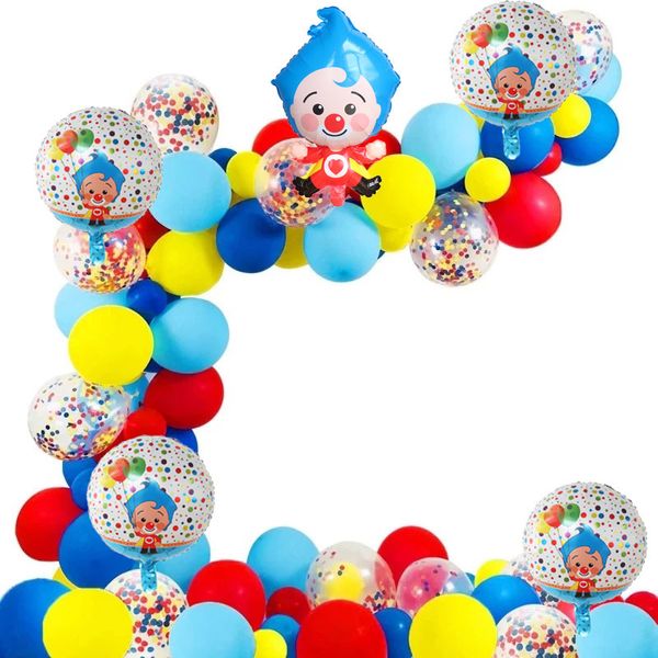 Outros suprimentos de festa de evento 98pcs / conjunto Plim Clown Arch Garland Kit Folha Número Balões Látex Air Globos Baby Shower Decorações de Aniversário Crianças Brinquedos 230919