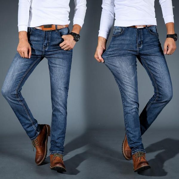 Jeans masculinos homens clássico denim jean homme pantalones hombre mannen macio preto motociclista masculino macacão calças dos homens 28 - 40