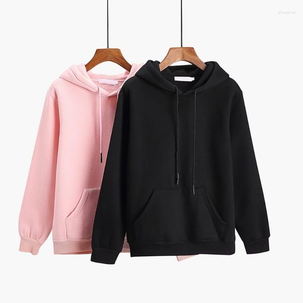 Männer Jacken Frauen Einfache Herbst Baumwolle Warme Langarm Sweatshirt Nette Einfarbig Plus Samt Lose Mit Kapuze Sweatshirts