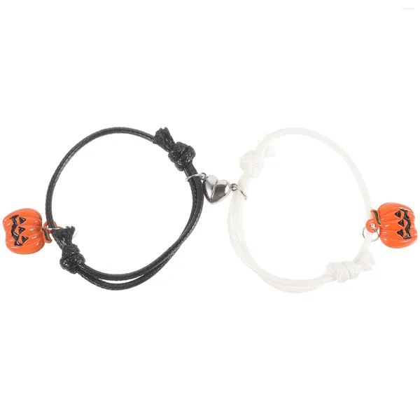 Charme Pulseiras 2 Pcs Pulseira Decorativa Halloween Abóbora Moda Para Menina