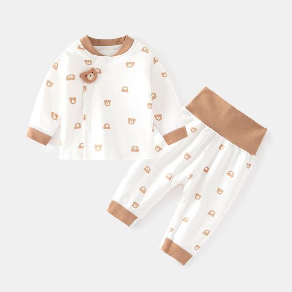 Set di abbigliamento 2 pezzi Neonate Pigiami di cotone Stampa Vita alta Manica lunga Top Pant Bambini Vestito Camicia da notte Bambino Indumenti da notte Vestiti per la casa