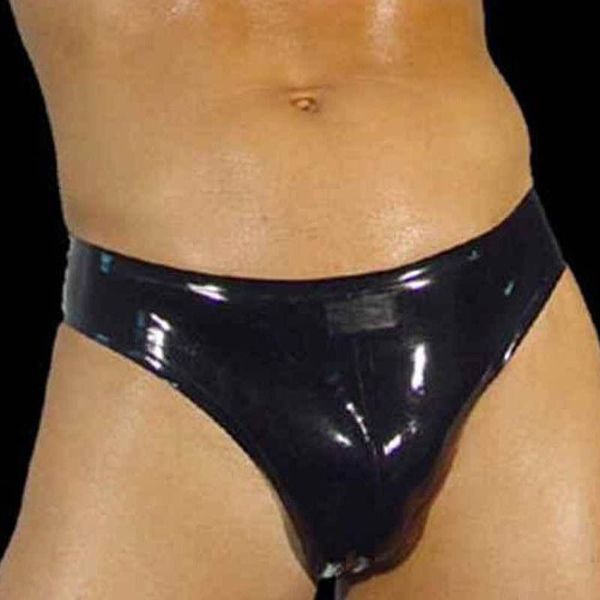 Costumi Catsuit Pantaloncini in lattice di gomma 100% neri da uomo Boxer intimi sexy attillati