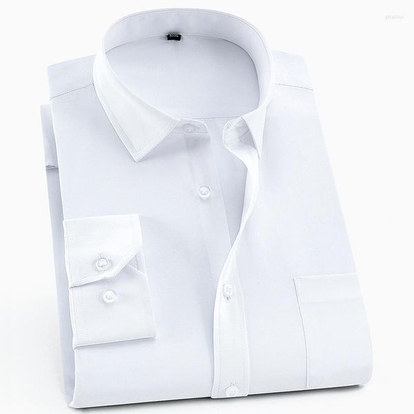 Camicie eleganti da uomo Camicia a maniche lunghe in cotone over size 8XL per uomo Tinta unita Slim Fit Formale Tinta unita Bianco Nero Business Office Tops