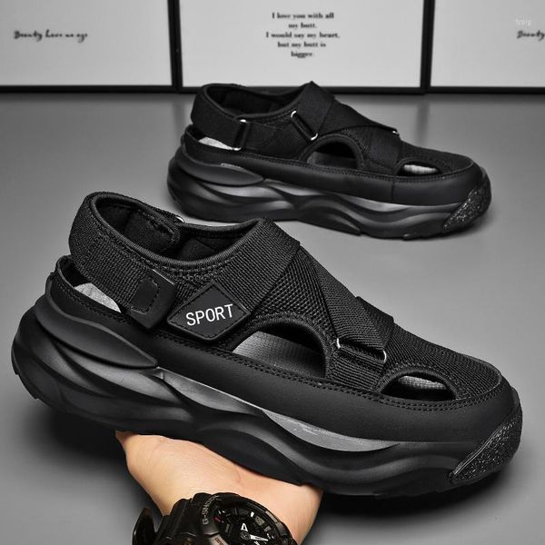 Sandalen Original Design Sommer täglich Outdoor -Männer Erhöhung der schwarzen Hombre Teenager Casual Kleid wasserdicht