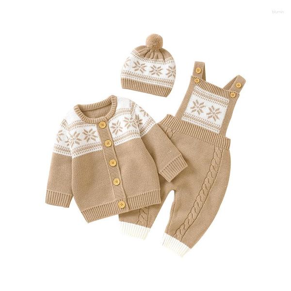 Conjuntos de roupas outono bebê meninas roupas inverno quente malha nascido meninos mangas completas suéteres casacos macacões chapéus bonés crianças outfits