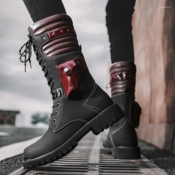 Stivali 2023 moda uomo moto inverno gotico punk uomo scarpe nero di alta qualità top casual stivale uomo in pelle