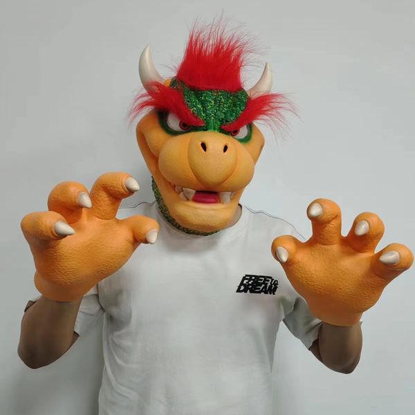 Accessori Accessori per costumi Super Luigi Bros Maschera di Bowser Gioco cosplay Divertenti Maschere in lattice Guanti Adulto unisex Halloween Party Prop Accessori