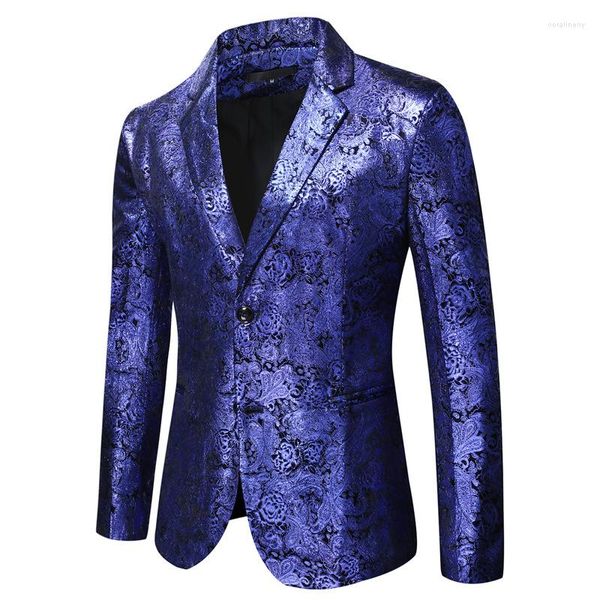 Ternos masculinos azul paisley smoking blazer jaqueta único breasted baile jantar terno masculino festa de casamento palco cantores traje homme xxl