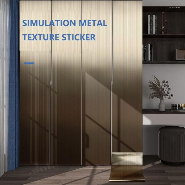 Sfondi Adesivo per frigorifero Pellicola decorativa per porta dell'ascensore Armadietto impermeabile Simulazione di ristrutturazione del guardaroba PVC spazzolato metallo