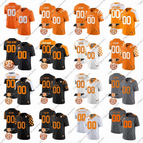 Personalizado NCAA College Tennessee Voluntários Camisas de futebol Jack Jancek Ramel Keyton Nathan Leacock Jackson Locke Bru McCoy Chas Nimrod quatro camisas esportivas