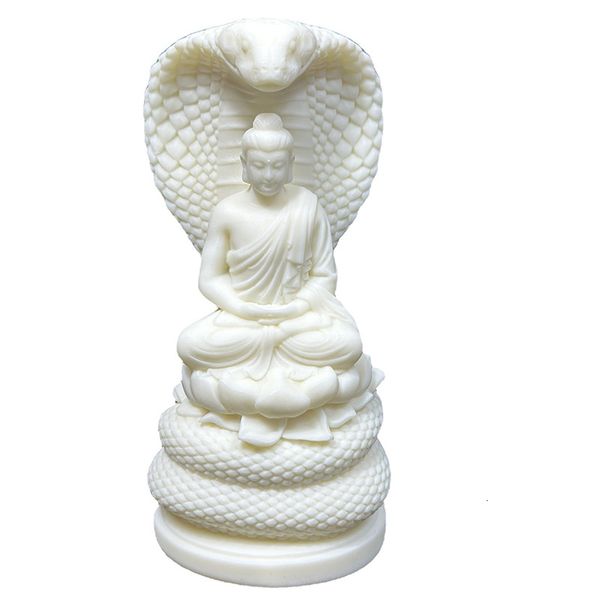 Dekorative Objekte Figuren Weiße Python Buddha Kleine Statue Harz Kunst Skulptur Chinesische Feng Shui Figur Statue Home 230920