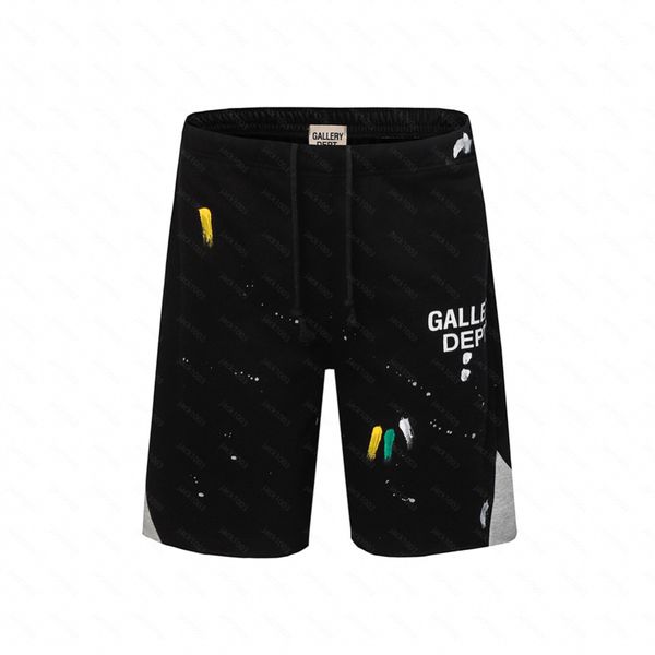 Galerias DEPT Harajuku 23SS Verão Vintage Letra Impressa de la Logo Streetwear Hip Hop Splice Splash Paint Cordão Unissex Beachwear Homens Casual Ginásio Shorts YOE