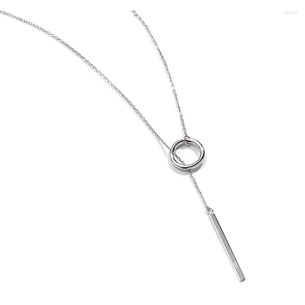 Ketten Klassische 925 Sterling Silber Schlüsselbein Kette Kreis Hangtag Choker Halskette Einfache Gypsophila Stick Anhänger Für Frauen