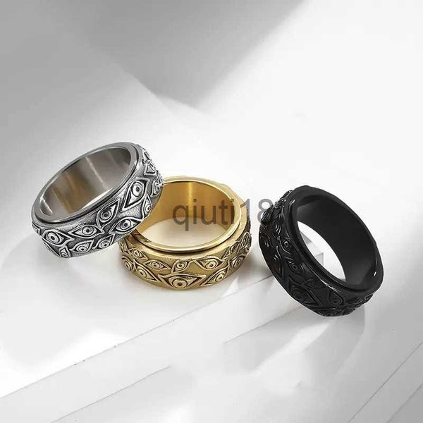 Bandringe Advanced Vintage God's Eye Ring Herren Persönlichkeit Single Aggressive Street Hip Hop Trend Titan Stahl Modeaccessoires x0920